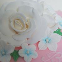 Pink and white rose cake