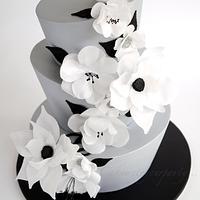 Silver Topsy Turvy with Wafer Paper Flowers