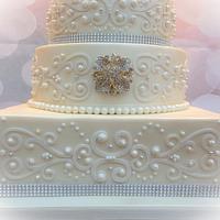 Diamonds and Pearls Wedding Cake