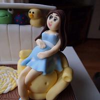 Baby shower cake, my first fondant person!!