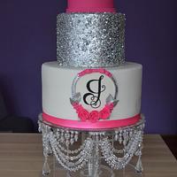 Pink and silver princess cake