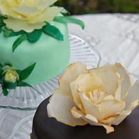 Wafer Paper Peonies and Chocolate and Mint Duettes