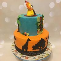 Safari theme first birthday cake 