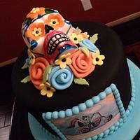 Sugar skull birthday cake