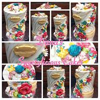 Double barrel flower cake