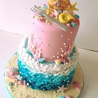 Little mermaid under the sea cake
