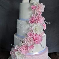 Pastel pink wedding cake