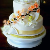 Cake with peach blossoms