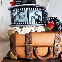 Vintage Suitcase & Fim Reel Birthday Cake
