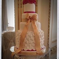 Ruffle dress wedding cake