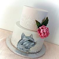 Hand painted cat cake ...