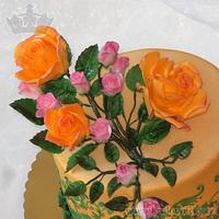Orange roses with rosebuds