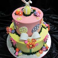 Easter themed 1st birthday cake