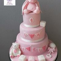 Baby girl bunny cake