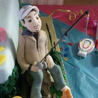 I love the 80's- football and fishing cake