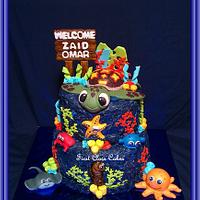 Squirt Under The Sea baby shower cake