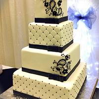 Navy blue quilted paisley wedding cake