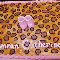 Leopard print buttercream baby shower cake