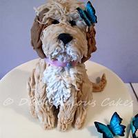 Dolly dog and butterflies cake.