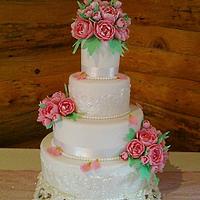 Royal pink wedding cake