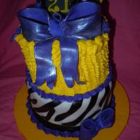 21st Birthday, Ruffles & Zebra Cake