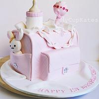 Light Pink Nappy Bag Cake - Decorated Cake by Kate Kim - CakesDecor