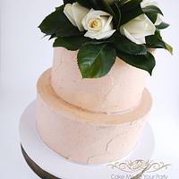 Rustic Buttercream Wedding Cake with fresh florals