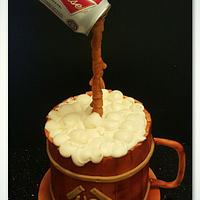 gravity defying beer mug cake 