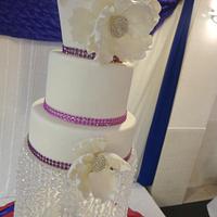 A 6 TIER CRYSTAL WEDDING CAKE
