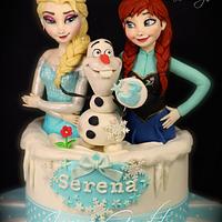 Frozen  cake "Elsa, Anna and Olaf"