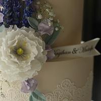 Lavander Flowers Wedding Cake