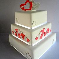 Classic Style Heart Themed Wedding Cake 
