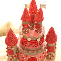 Pink And Grey Castle cake