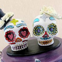 Gothic Wedding Cake with Mexican Skull Topper