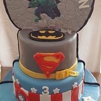 Superhero double side cake