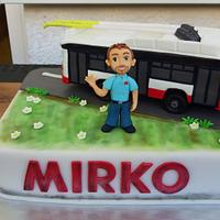 Cake with trolleybus for my husband