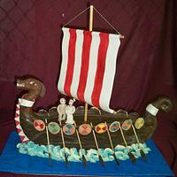 viking dragon boat wedding cake