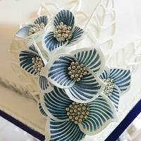 Silver and Blue celebration cake 