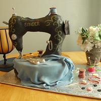 Vintage Sewing Machine cake