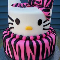 Zebra Print Hello Kitty Birthday Cake