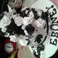 Casino-numbers-black/white-hearts & flowers-babys crib-buttercream roses