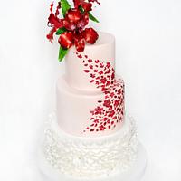 Wedding cake with alstroemerias