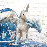 Snowborn Pegasus Unicorn Cake  