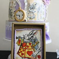 Alice in Wonderland Themed Wedding Cake and Cookies