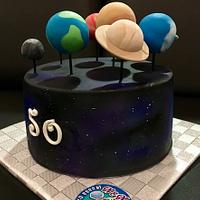 Galaxy themed birthday cake