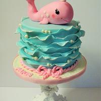 Whale cake and cupcakes 