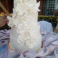 White on white wedding cake