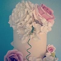 Summer Flowers Wedding Cake 