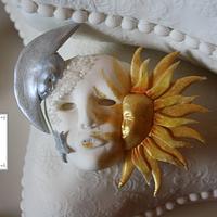 Venetian masks wedding cake. 