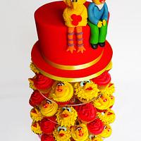 Bert and Big Bird Wedding cupcake Tower